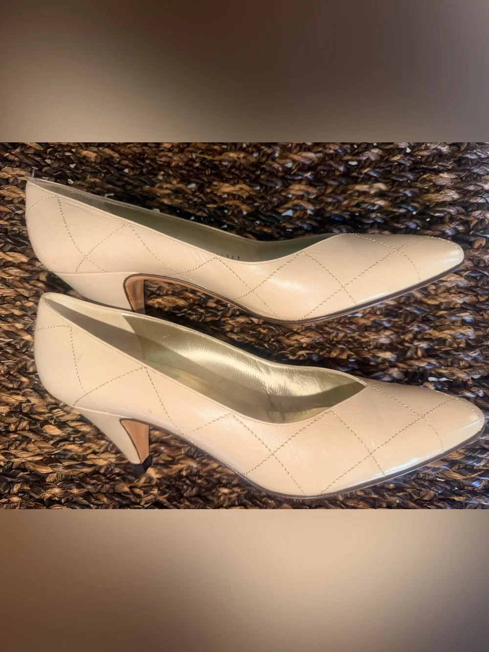 Vintage Bruno Magli Leather Quilted Pointed-Toe Pumps in Blush - Designer Style